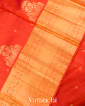 Crimson Orange Pure Kanchipuram Silk Handloom Saree