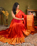 Crimson Orange Pure Kanchipuram Silk Handloom Saree