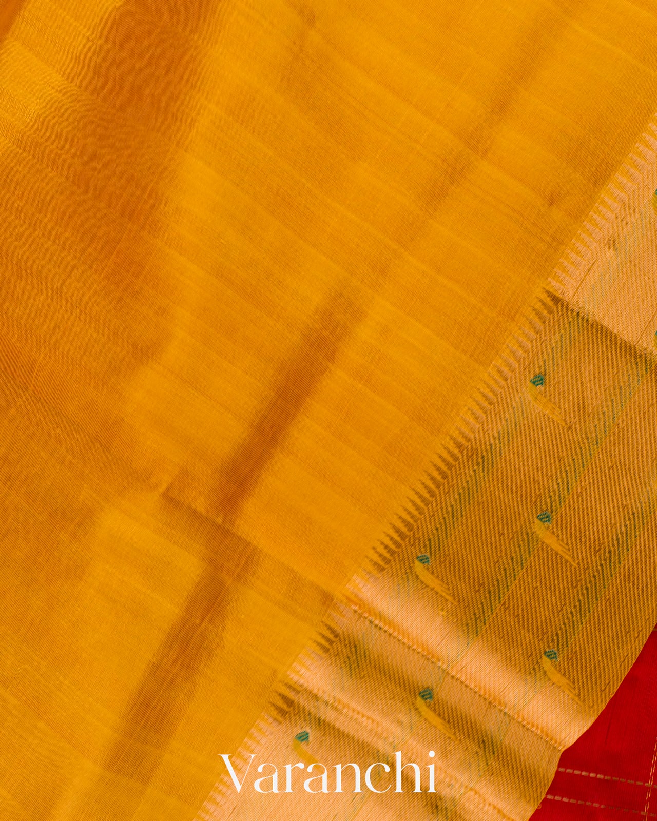 Vermilion Red Checks Pure Kanchipuram Silk Cotton Handloom Saree