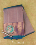 Shimmery Blue Vaira Oosi Pure Kanchipuram Silk Handloom Saree