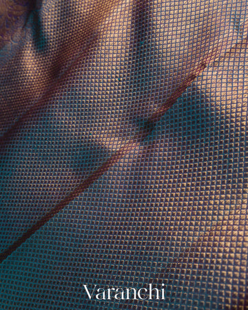 Shimmery Blue Vaira Oosi Pure Kanchipuram Silk Handloom Saree