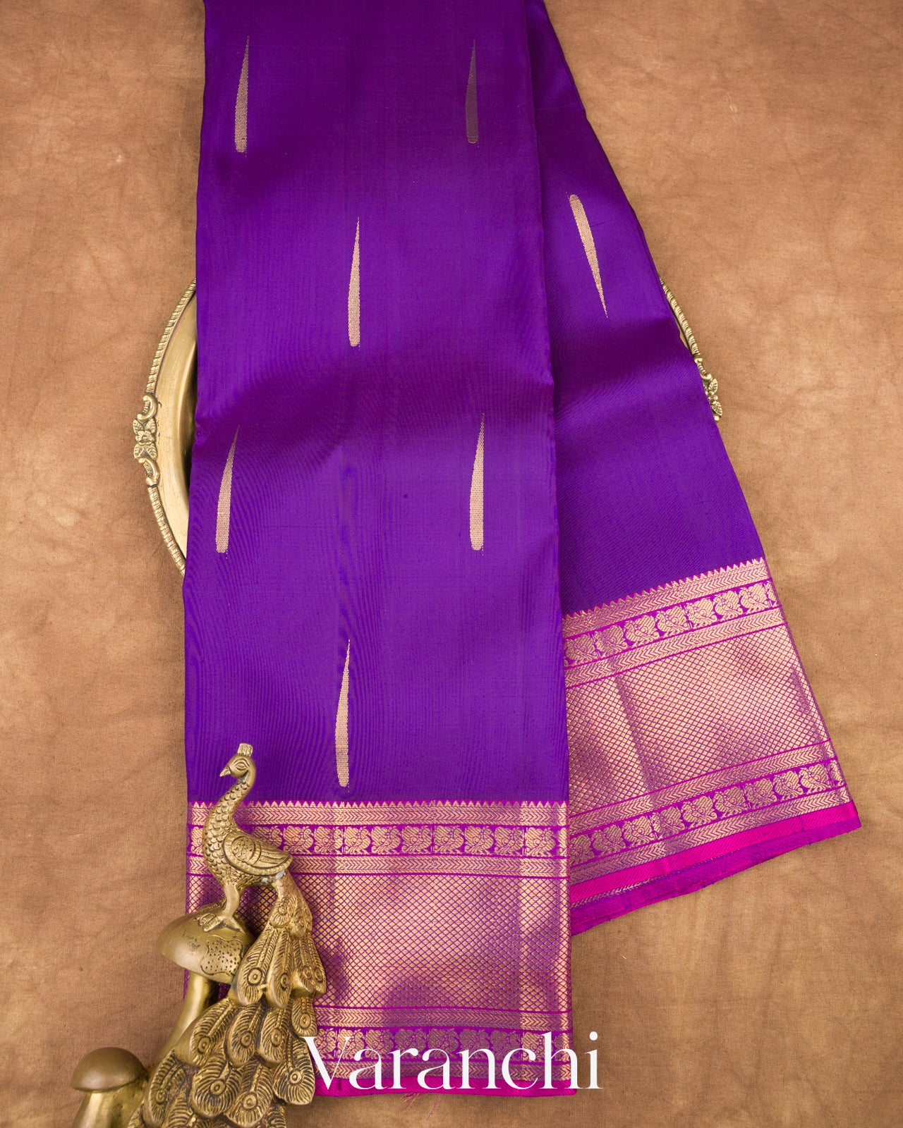 Royal Violet Pure Kanchipuram Silk Handloom Saree 