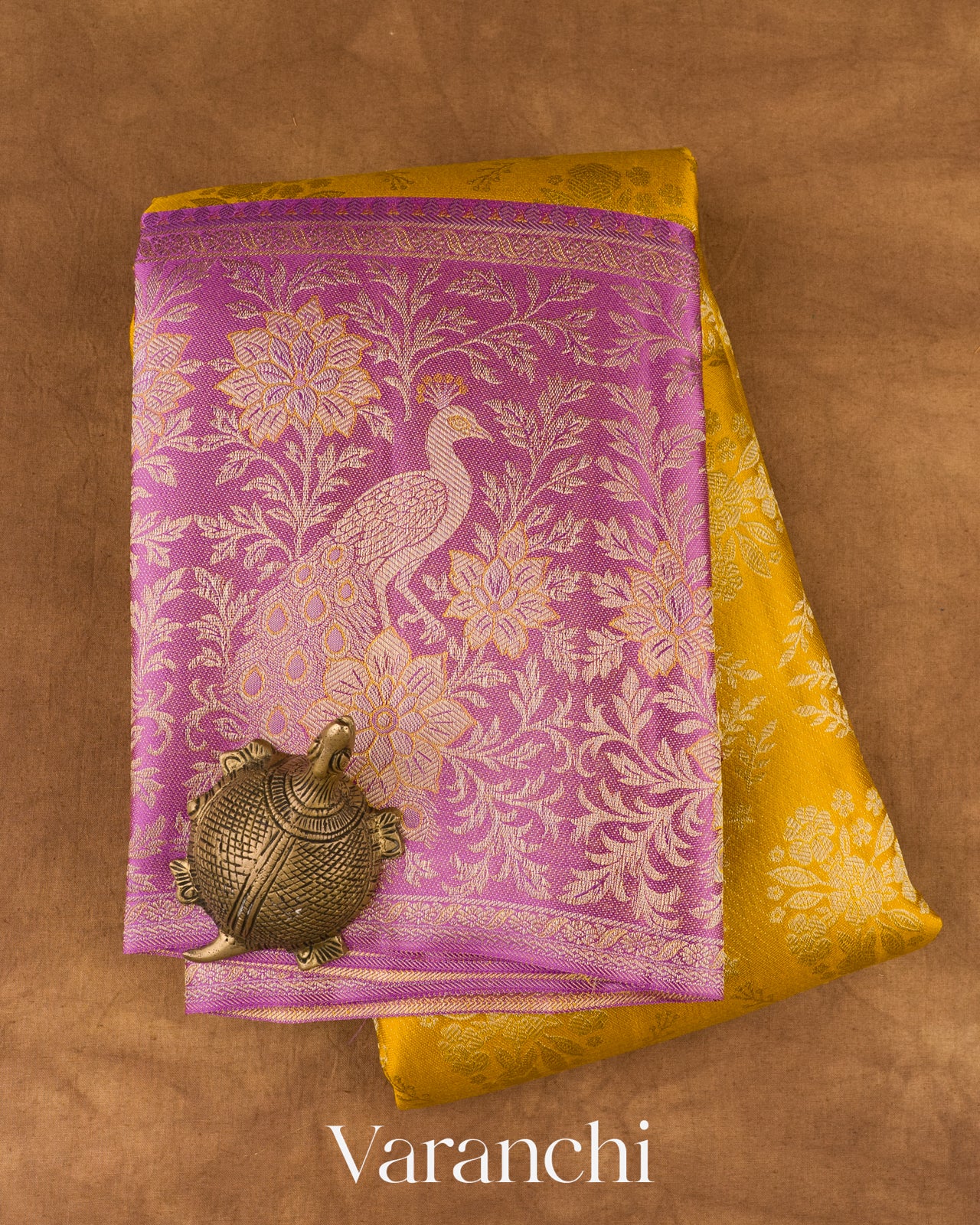 Bright Marigold Yellow Pure Kanchipuram Silk Handloom Saree 