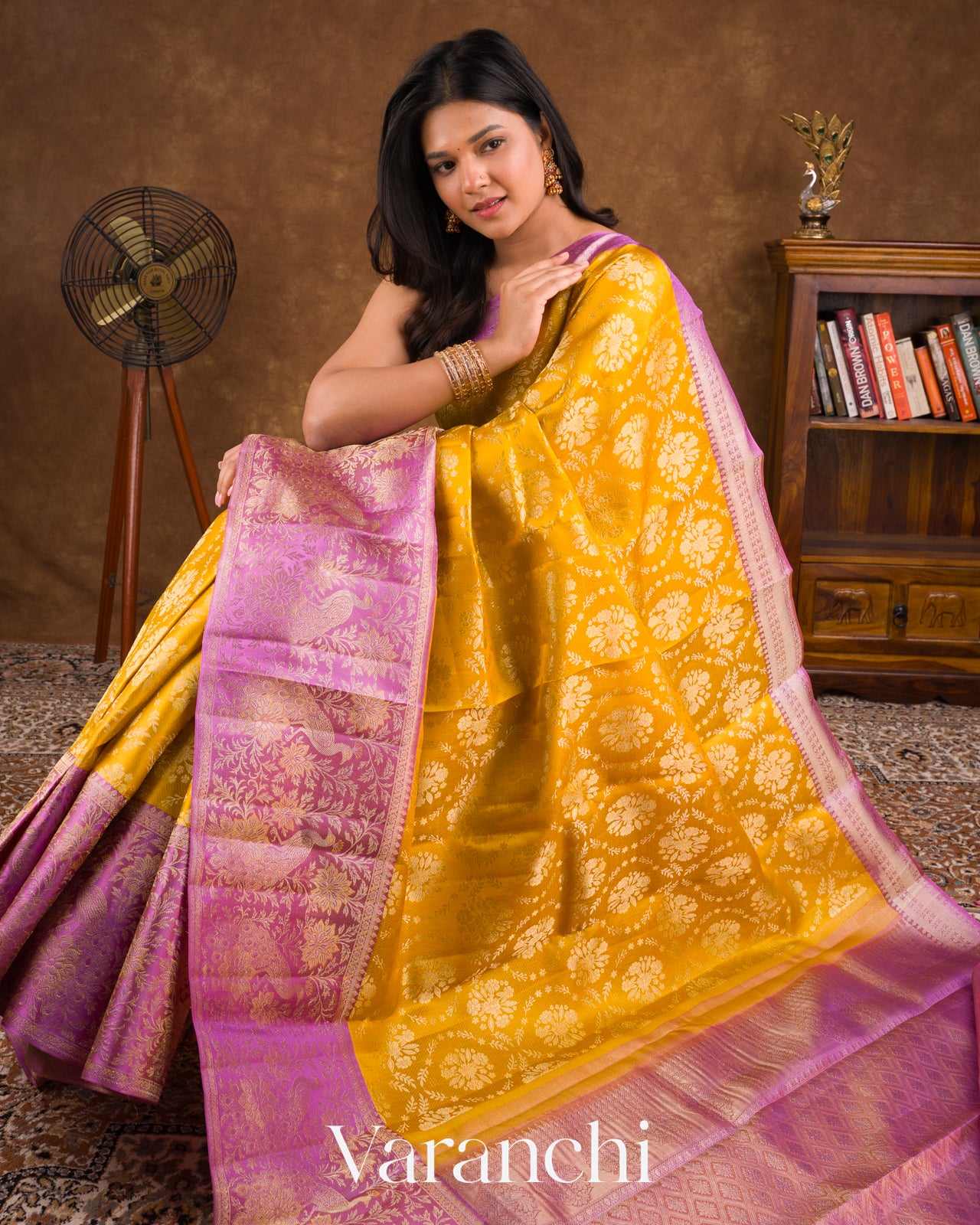 Bright Marigold Yellow Pure Kanchipuram Silk Handloom Saree 
