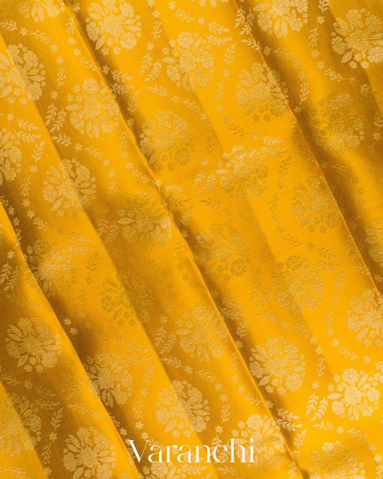Bright Marigold Yellow Pure Kanchipuram Silk Handloom Saree 