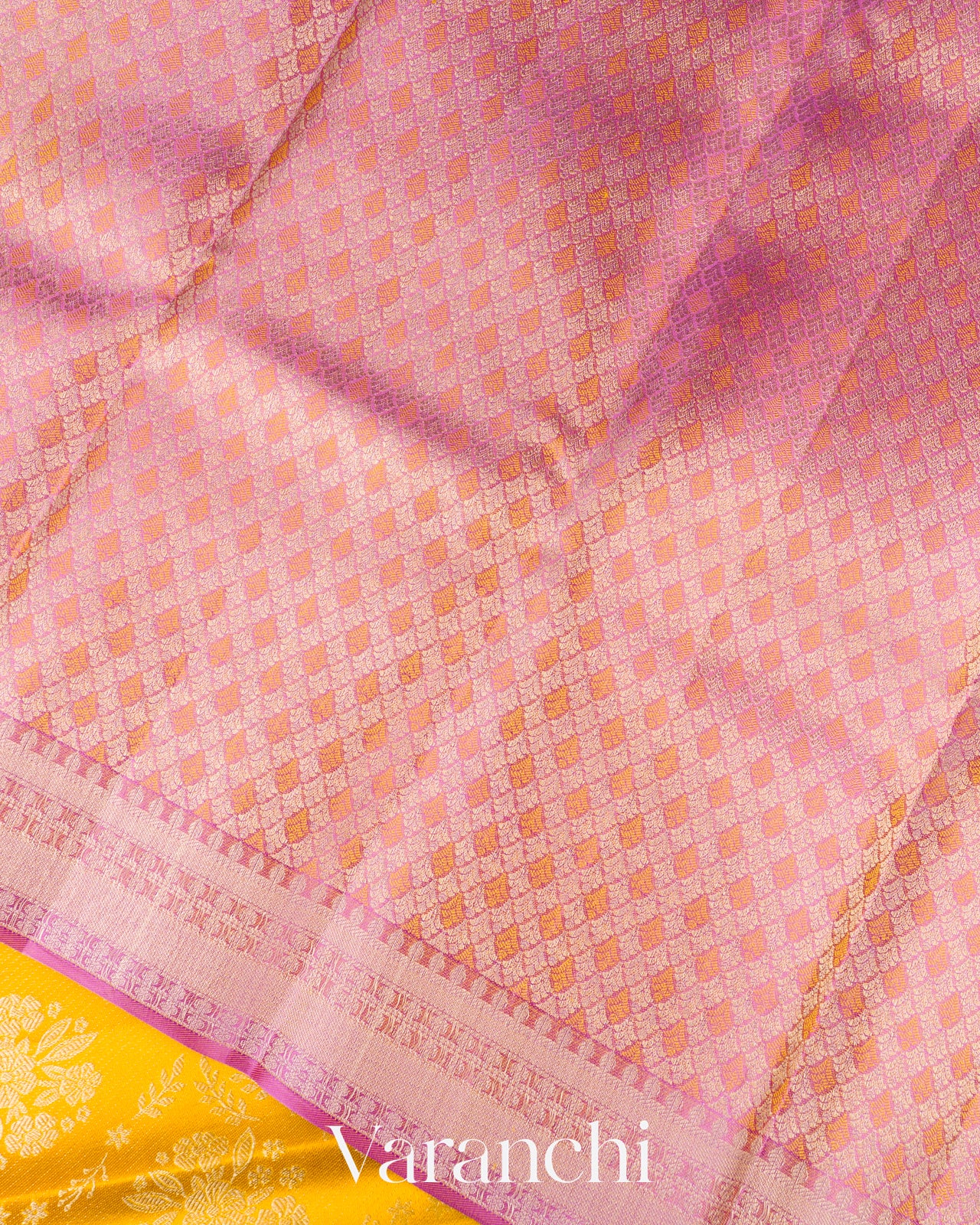 Bright Marigold Yellow Pure Kanchipuram Silk Handloom Saree 