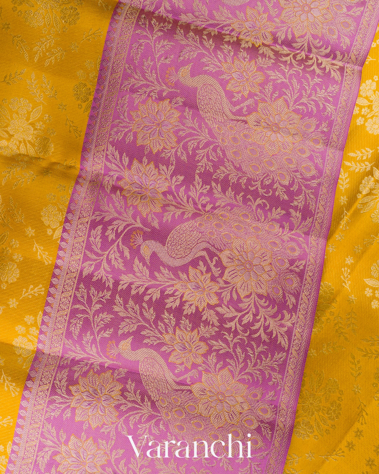 Bright Marigold Yellow Pure Kanchipuram Silk Handloom Saree 