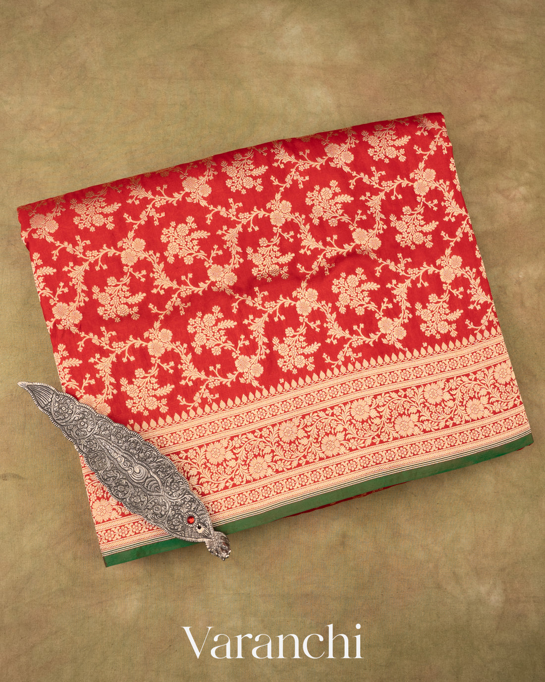 Vermilion Red Pure Katan Silk Handloom Saree