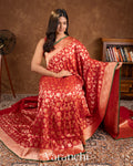 Vermilion Red Pure Katan Silk Handloom Saree