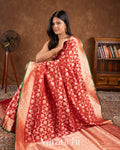 Vermilion Red Pure Katan Silk Handloom Saree