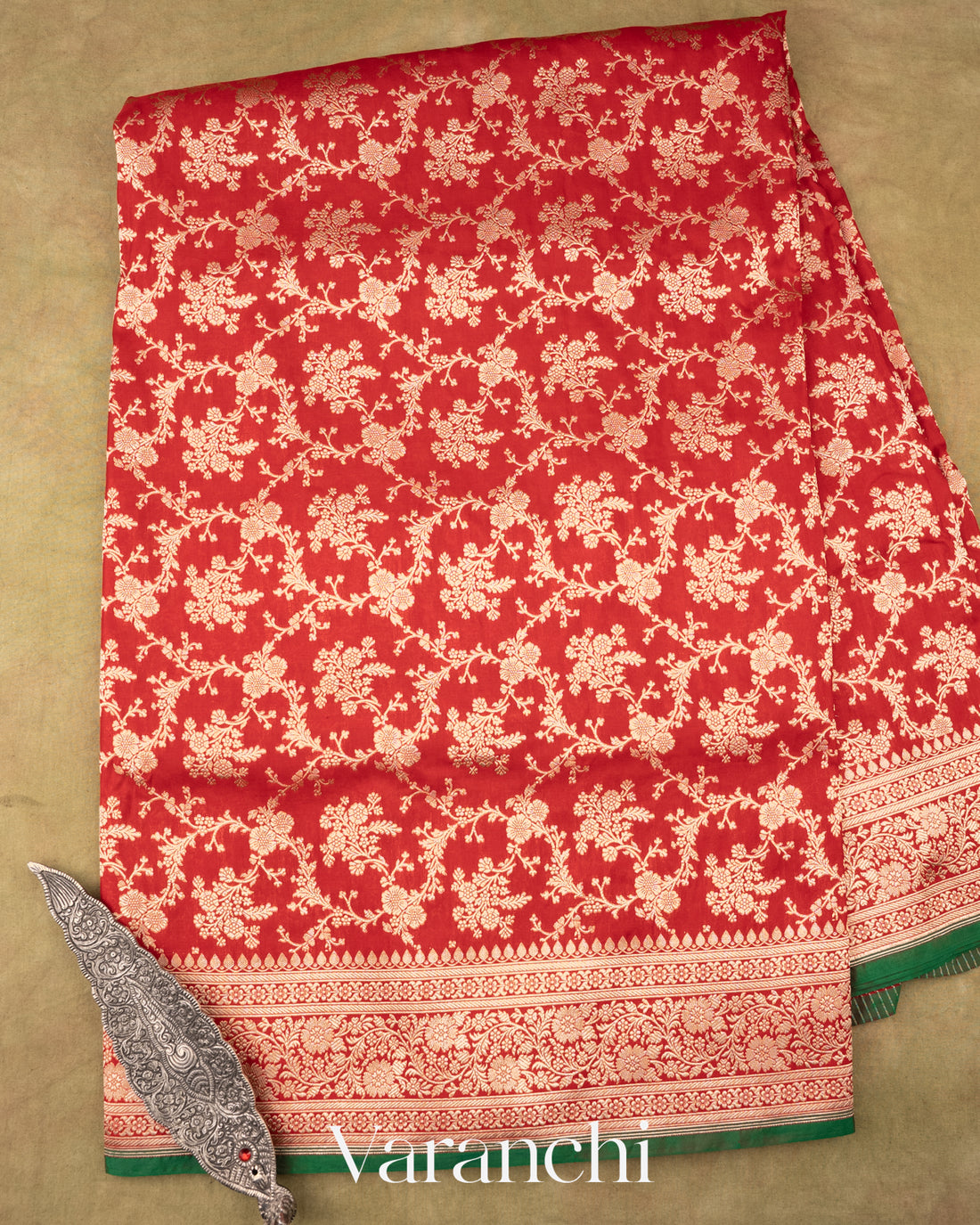 Vermilion Red Pure Katan Silk Handloom Saree