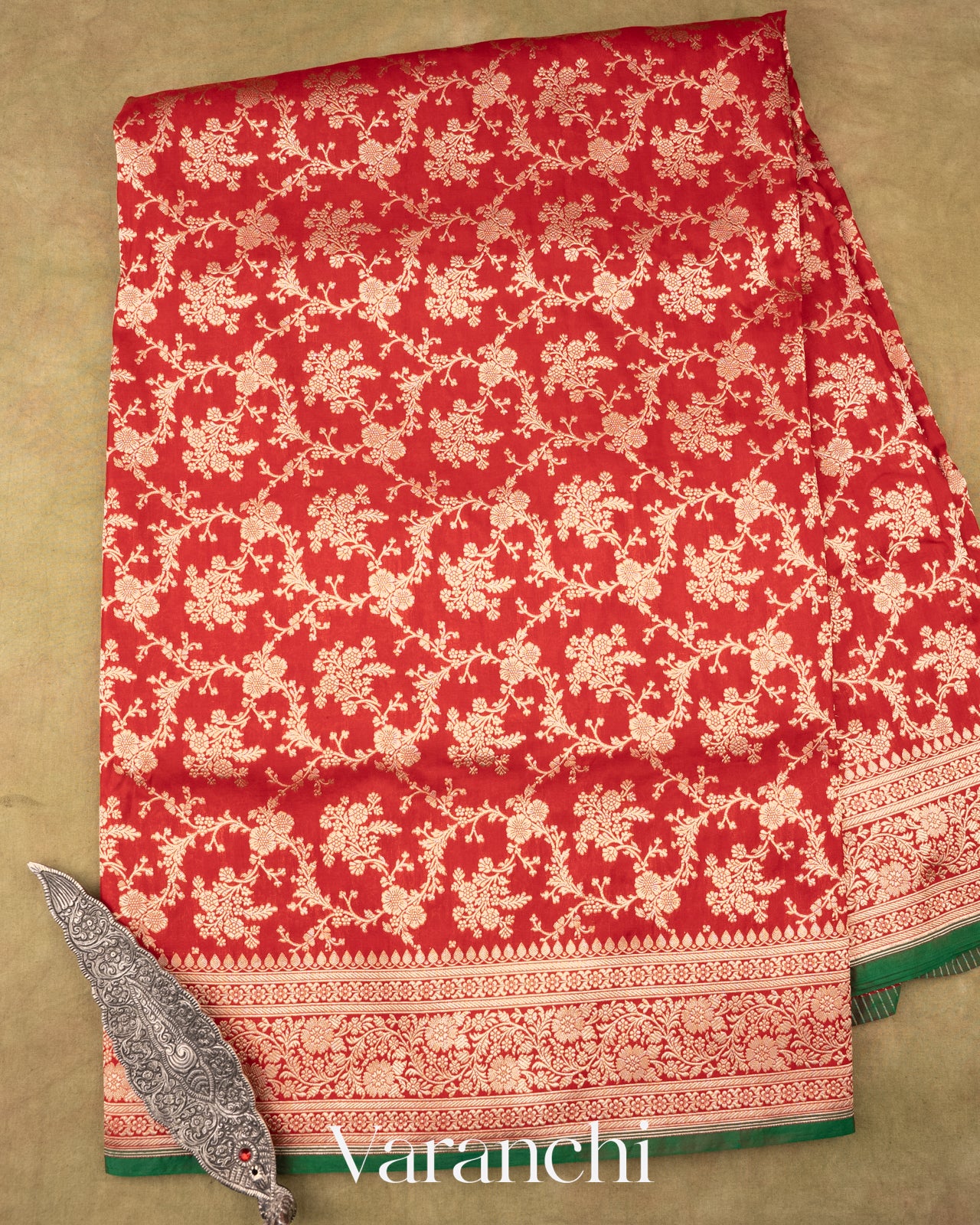 Vermilion Red Pure Katan Silk Handloom Saree