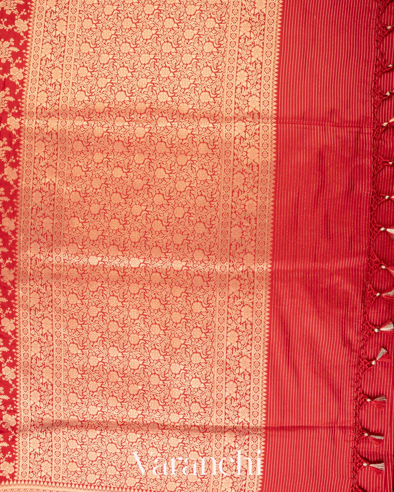 Vermilion Red Pure Katan Silk Handloom Saree