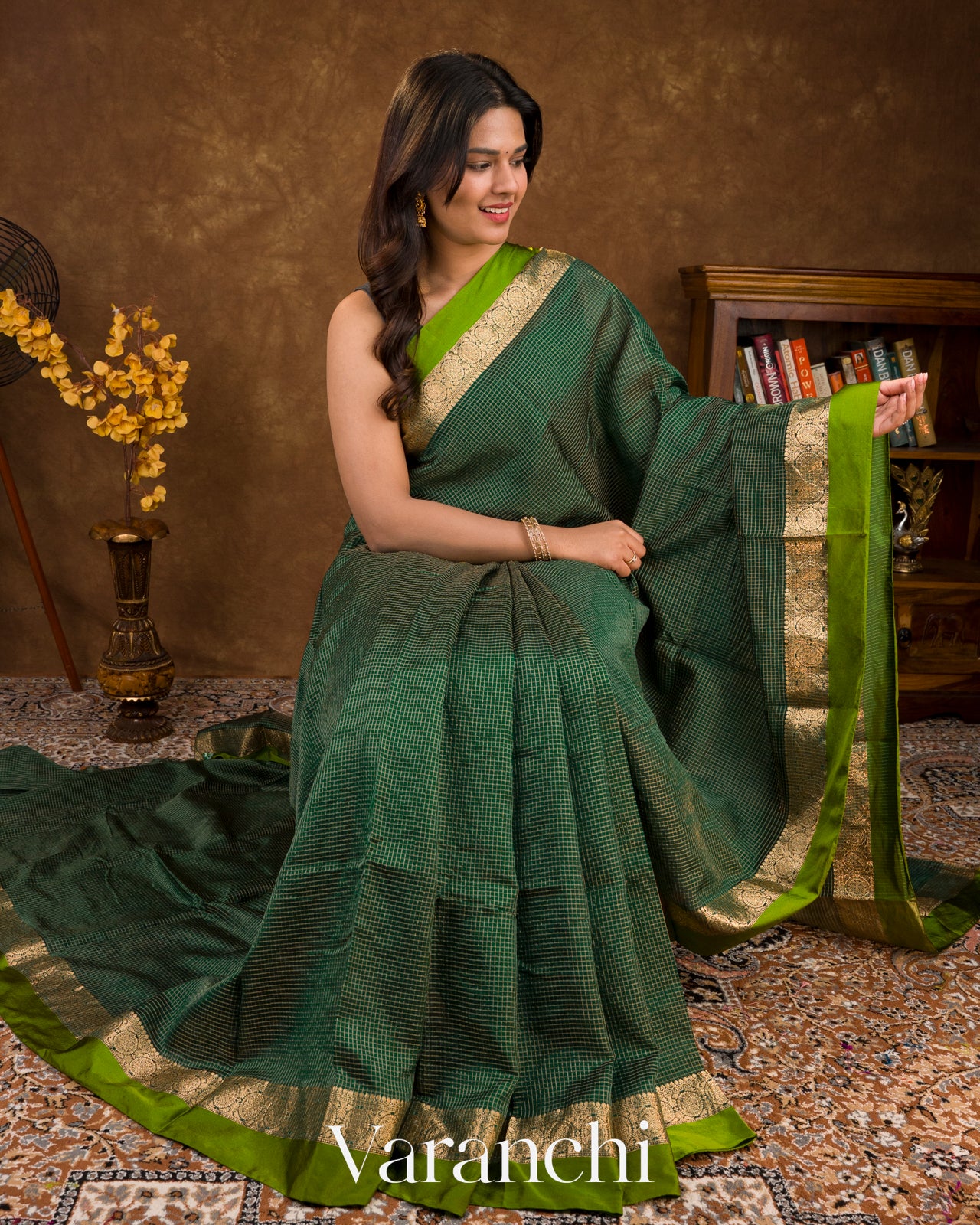 Bottle Green Pure Katan Silk Saree