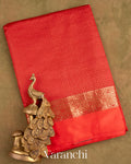 Bright Red Pure Katan Silk Saree
