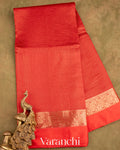 Bright Red Pure Katan Silk Saree
