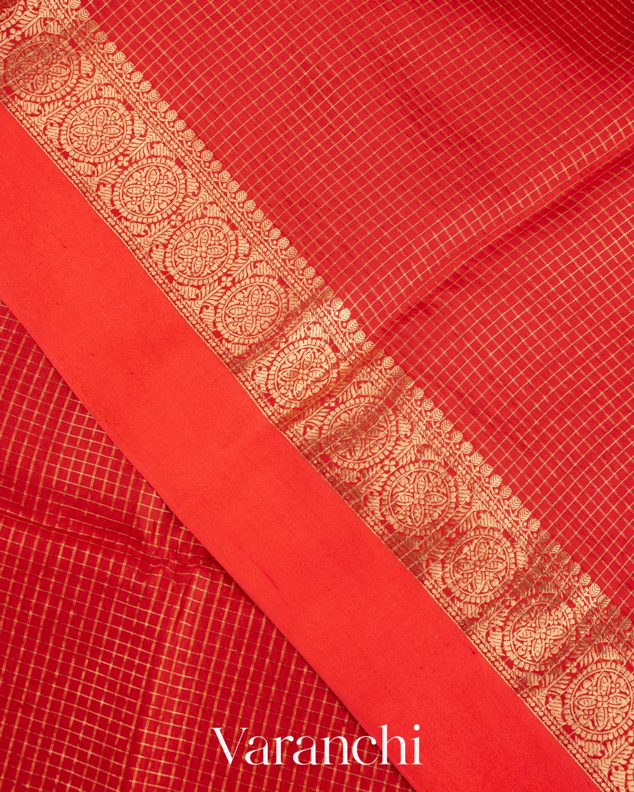 Bright Red Pure Katan Silk Saree