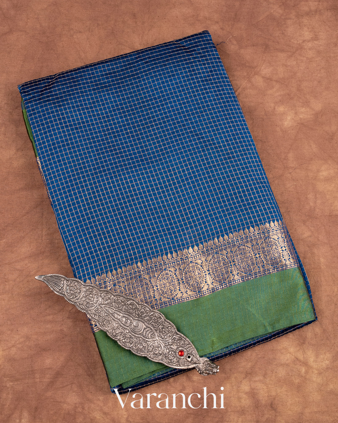 Ink Blue Pure Katan Silk Saree
