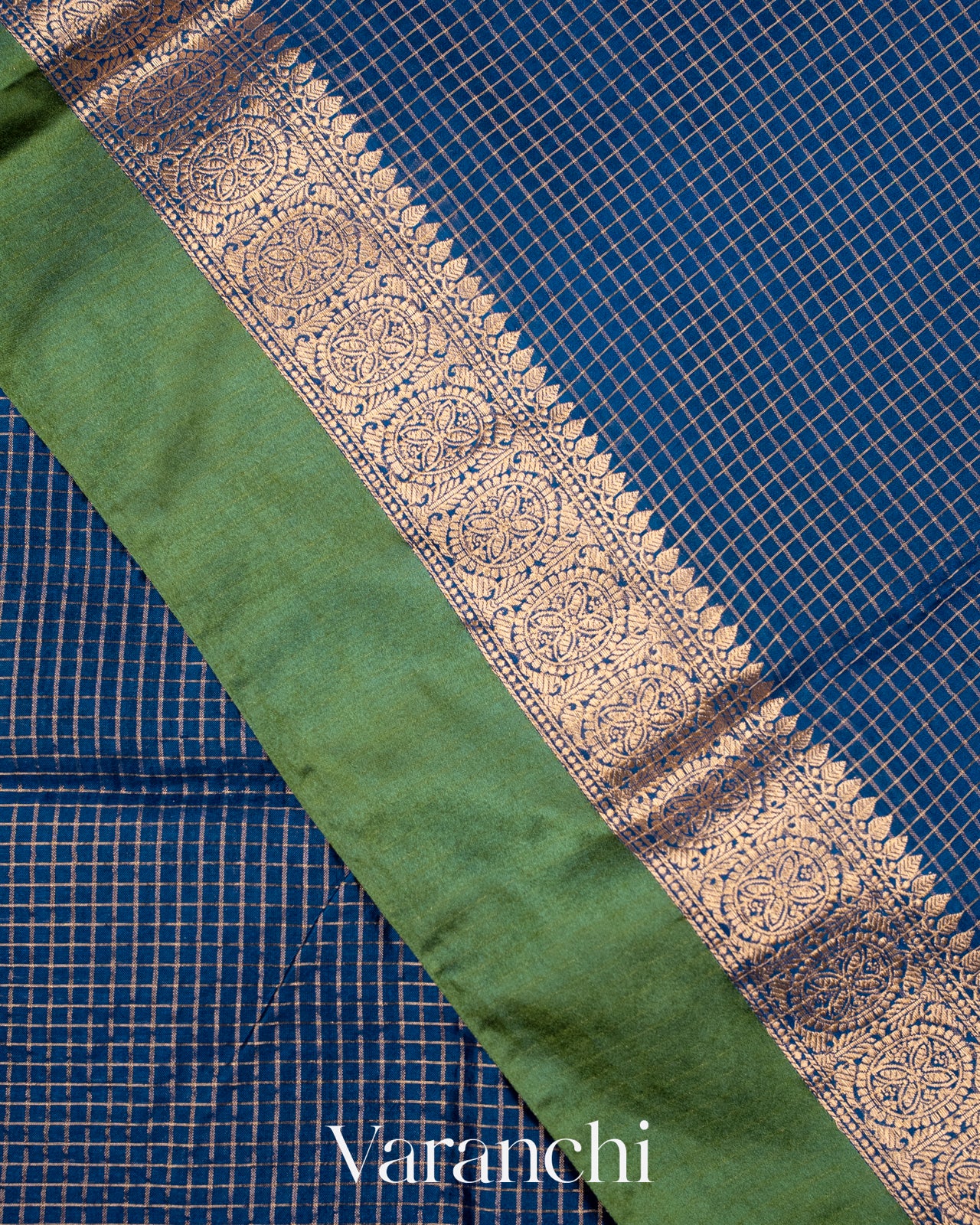 Ink Blue Pure Katan Silk Saree