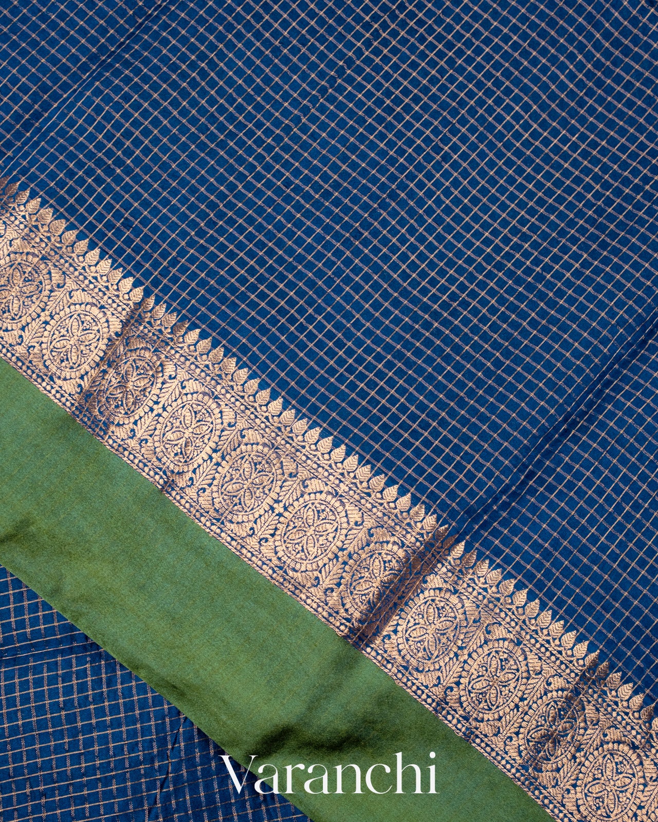 Ink Blue Pure Katan Silk Saree