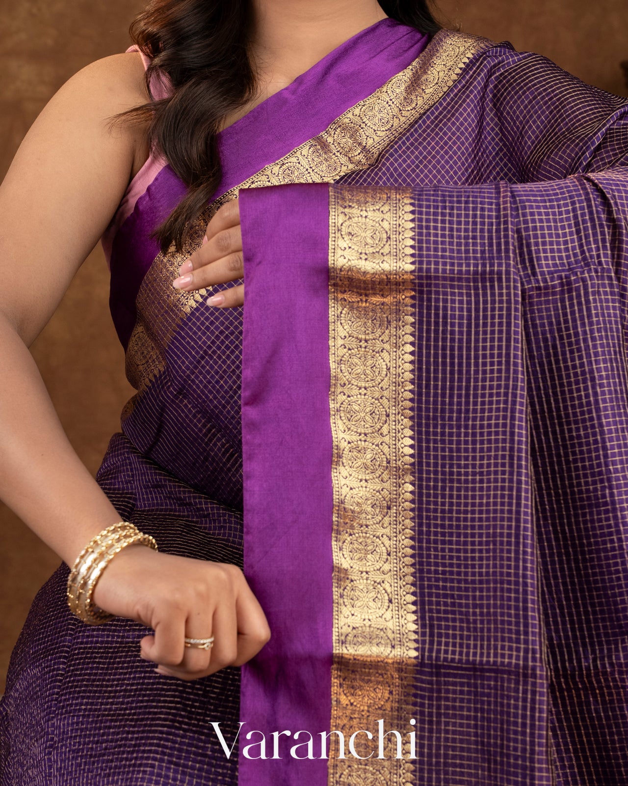 Purple Pure Katan Silk Saree