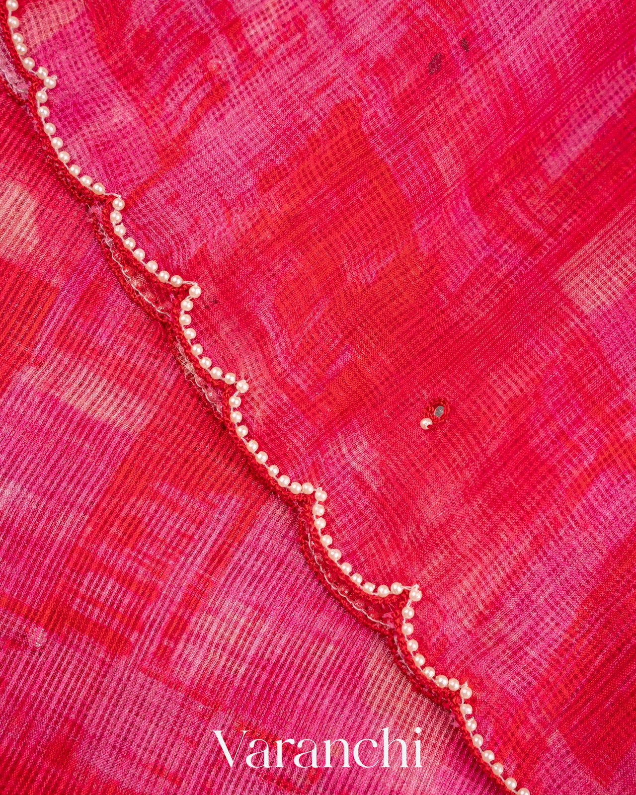 Soft Pink Scallop Embroidered Border Pure Kota Katan Silk Saree