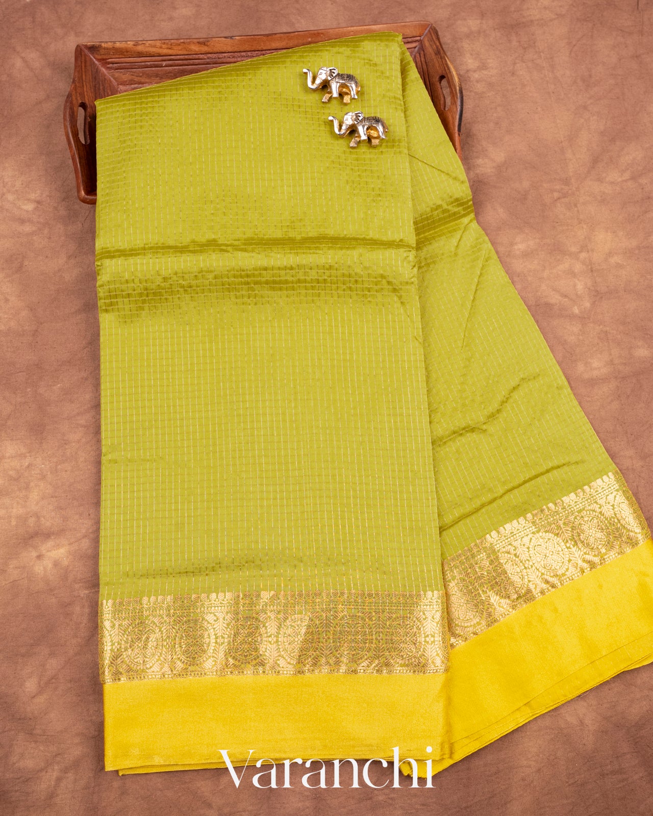 Lemon Green Pure Katan Silk Saree
