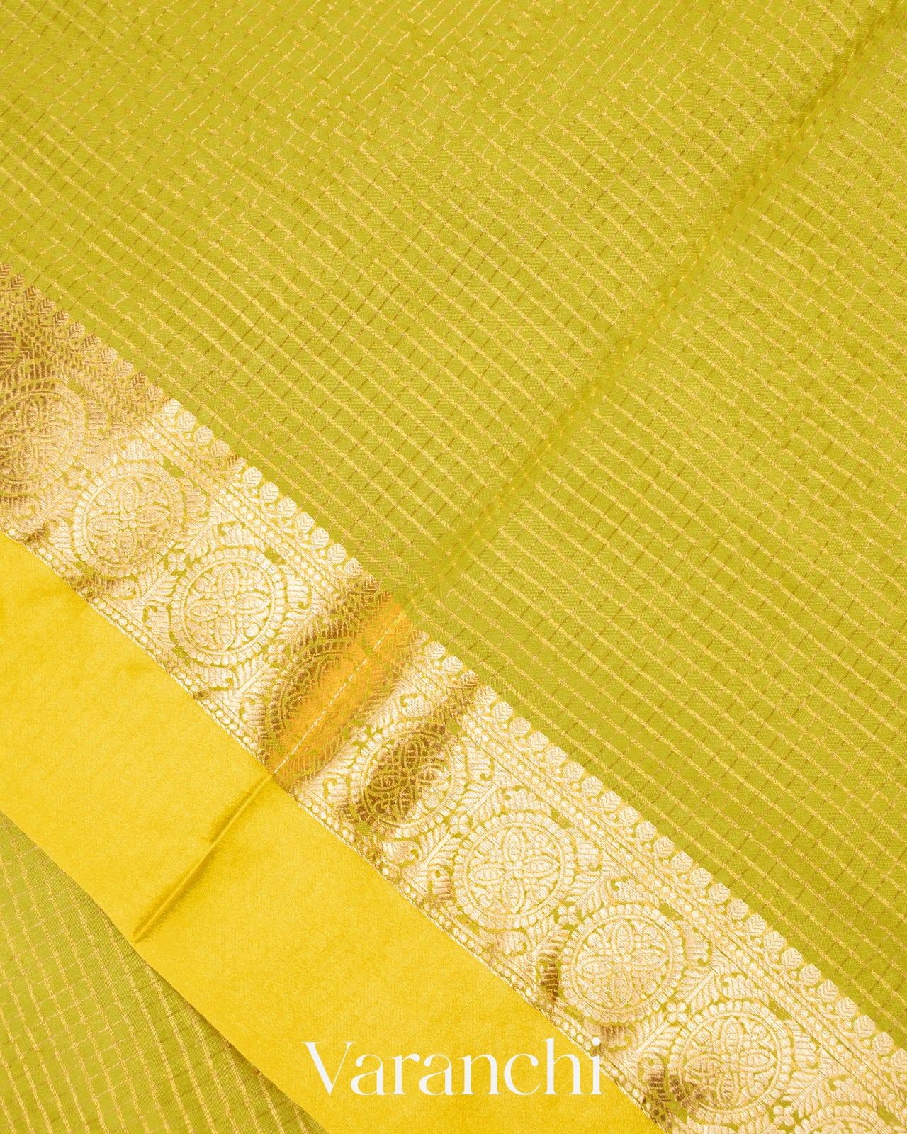 Lemon Green Pure Katan Silk Saree