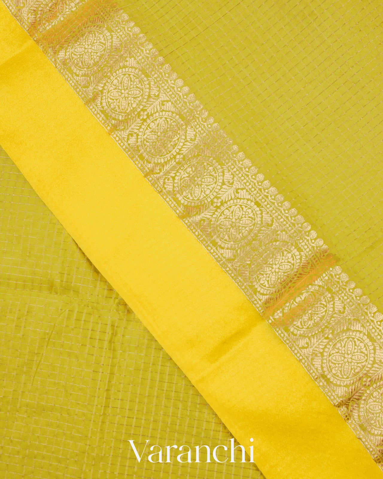 Lemon Green Pure Katan Silk Saree