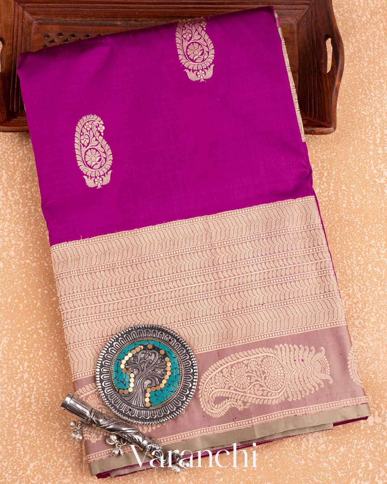 Purple Pure Katan Silk Handloom Saree