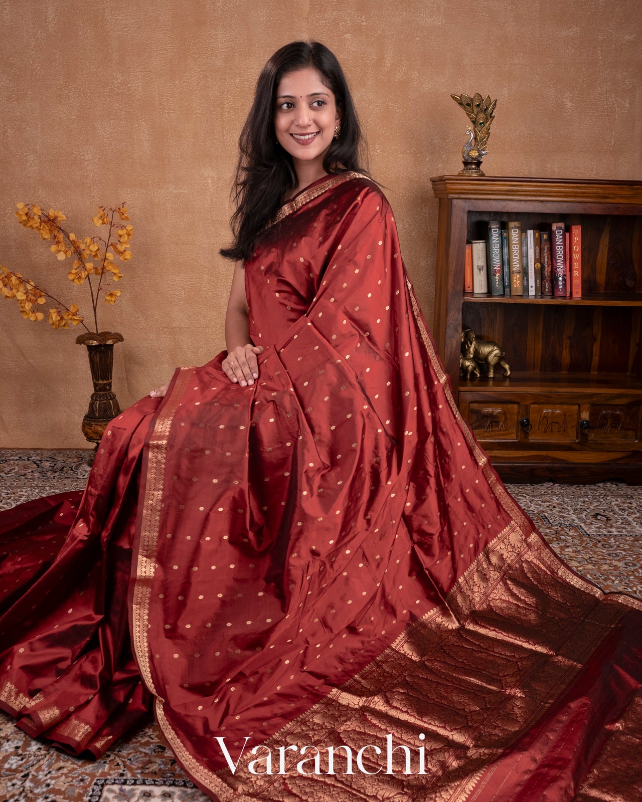 Dark Maroon Pure Katan Silk Handloom Saree