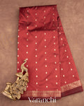 Dark Maroon Pure Katan Silk Handloom Saree