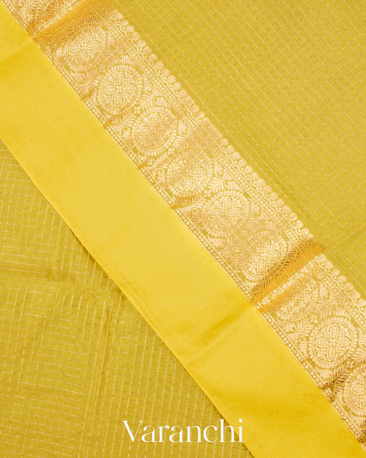 Lemon Green Pure Katan Silk Saree