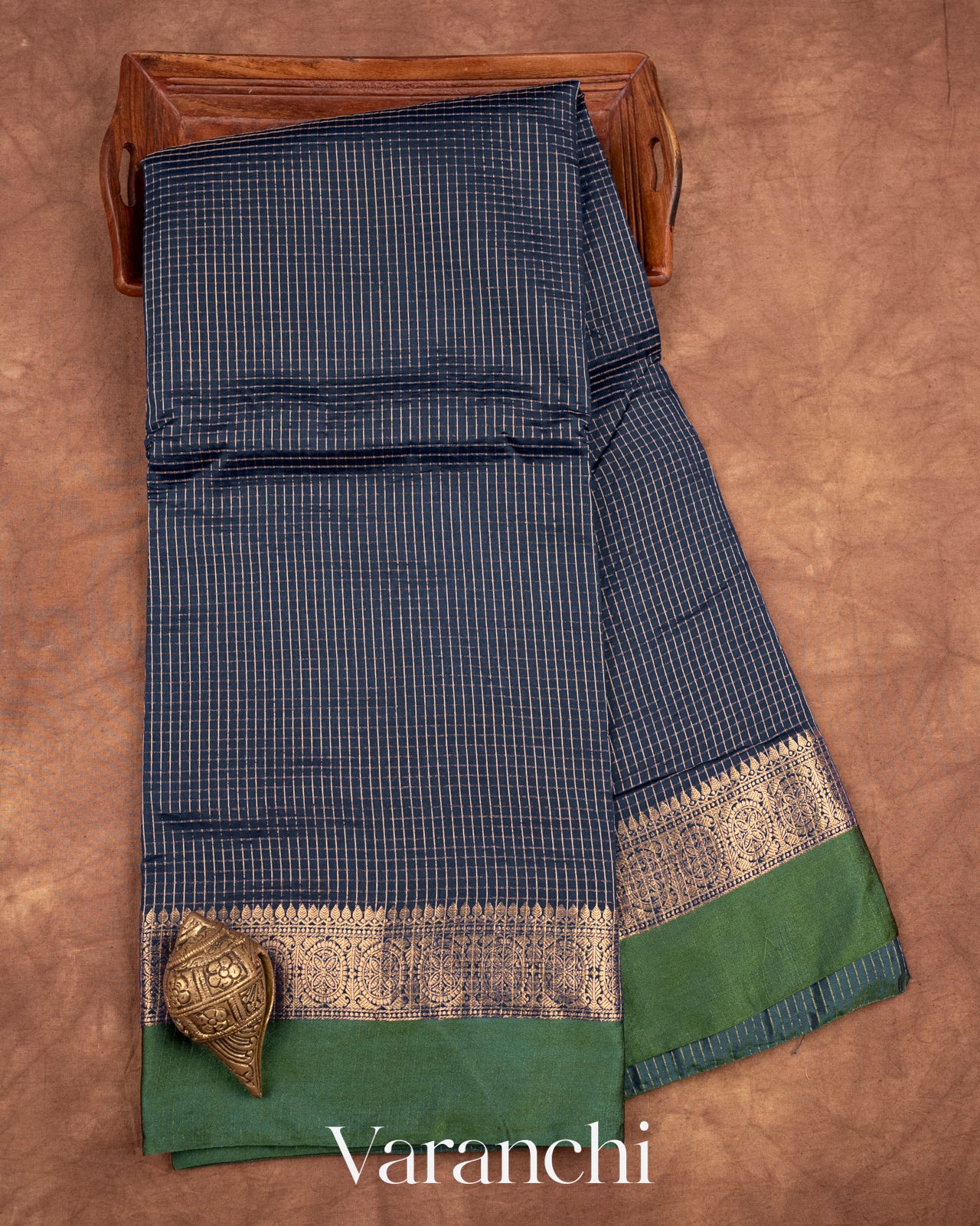 Navy Blue Pure Katan Silk Saree