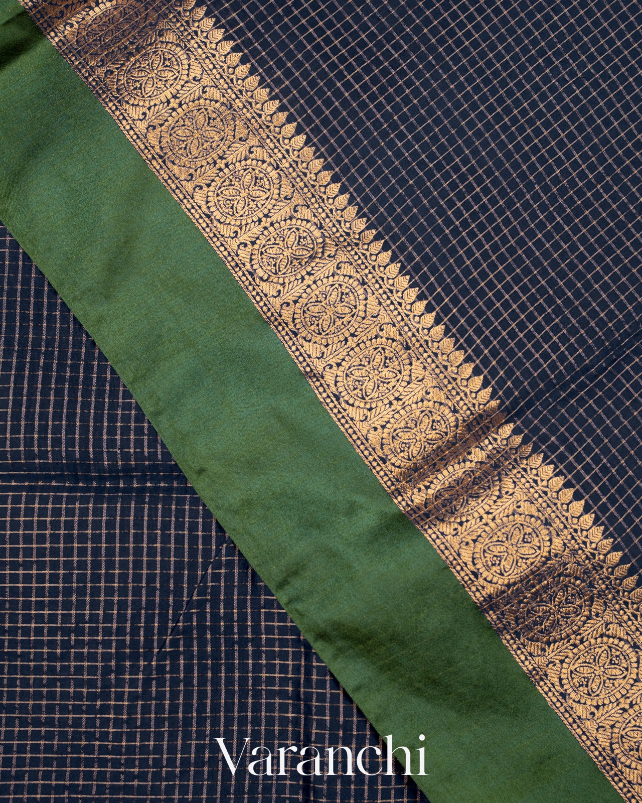 Navy Blue Pure Katan Silk Saree