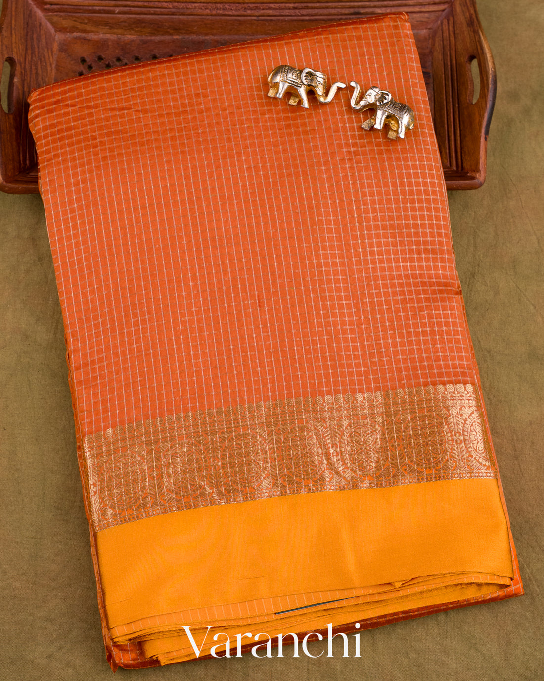 Orange Pure Katan Silk Saree