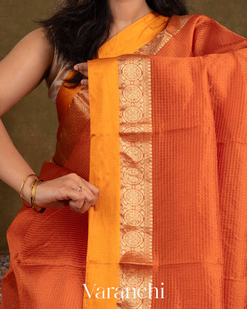 Orange Pure Katan Silk Saree