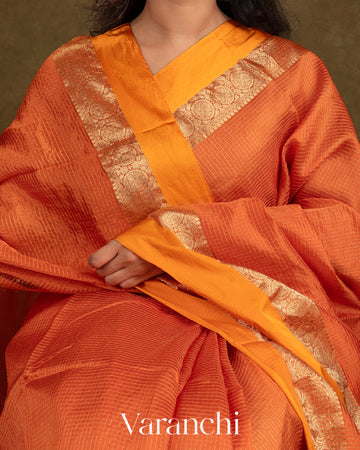 Orange Pure Katan Silk Saree