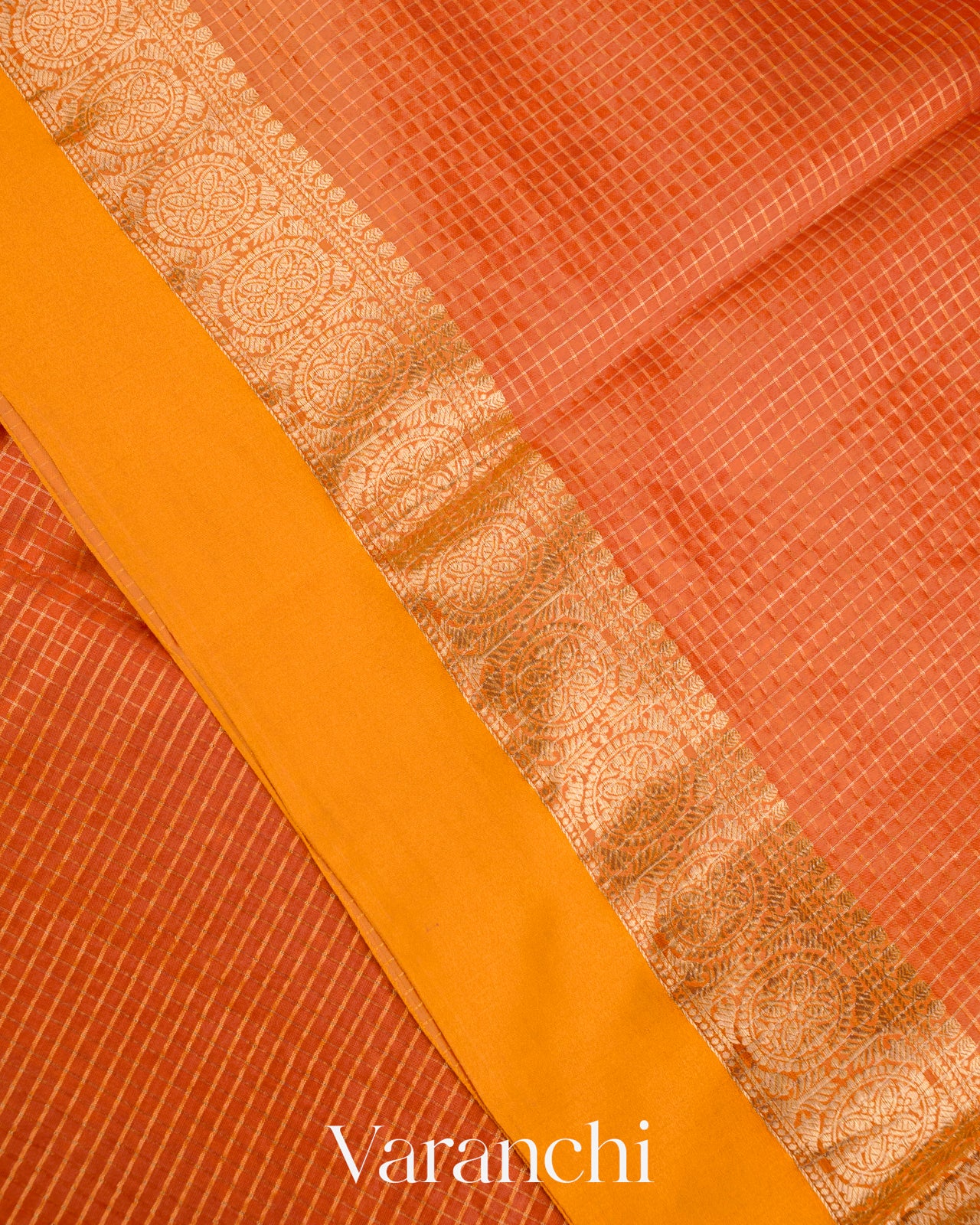 Orange Pure Katan Silk Saree