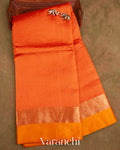 Bright Orange Pure Katan Silk Saree