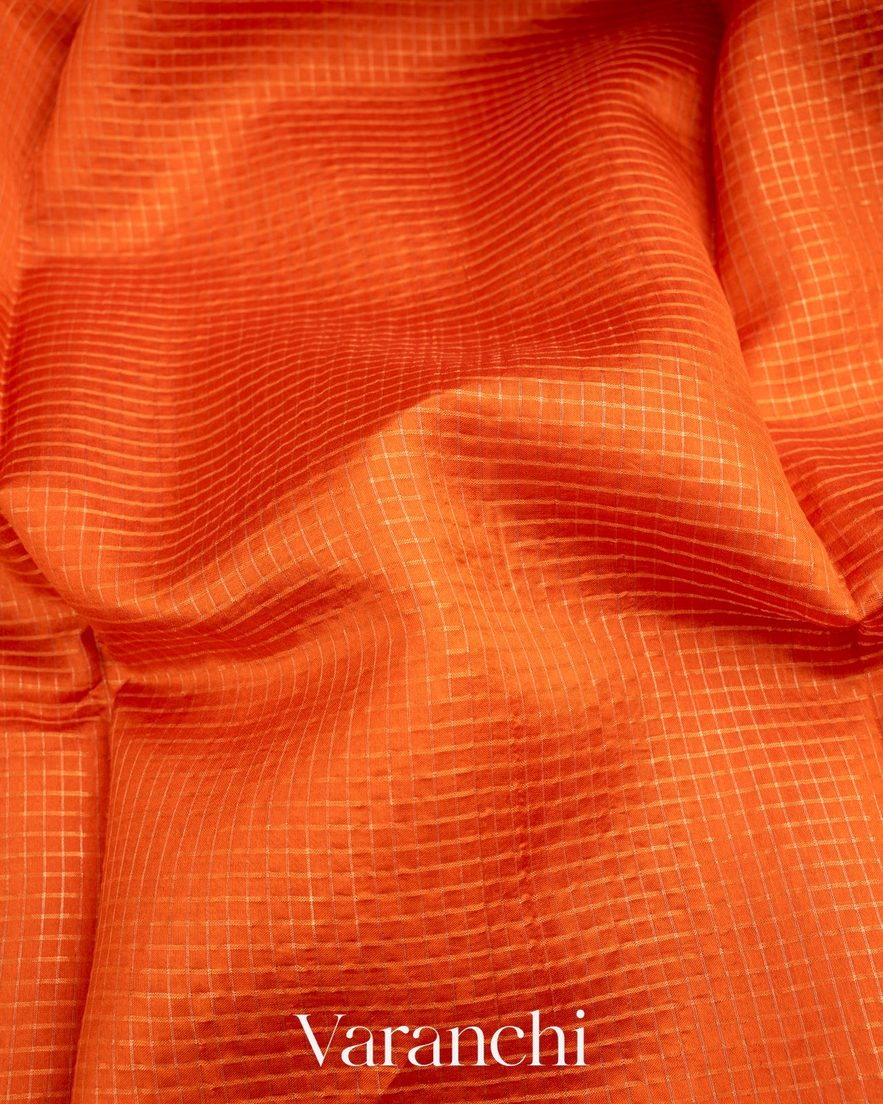 Bright Orange Pure Katan Silk Saree