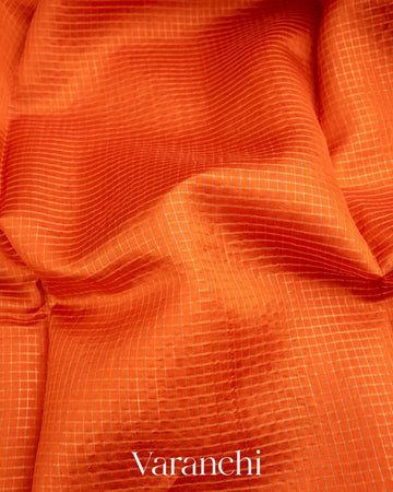 Bright Orange Pure Katan Silk Saree
