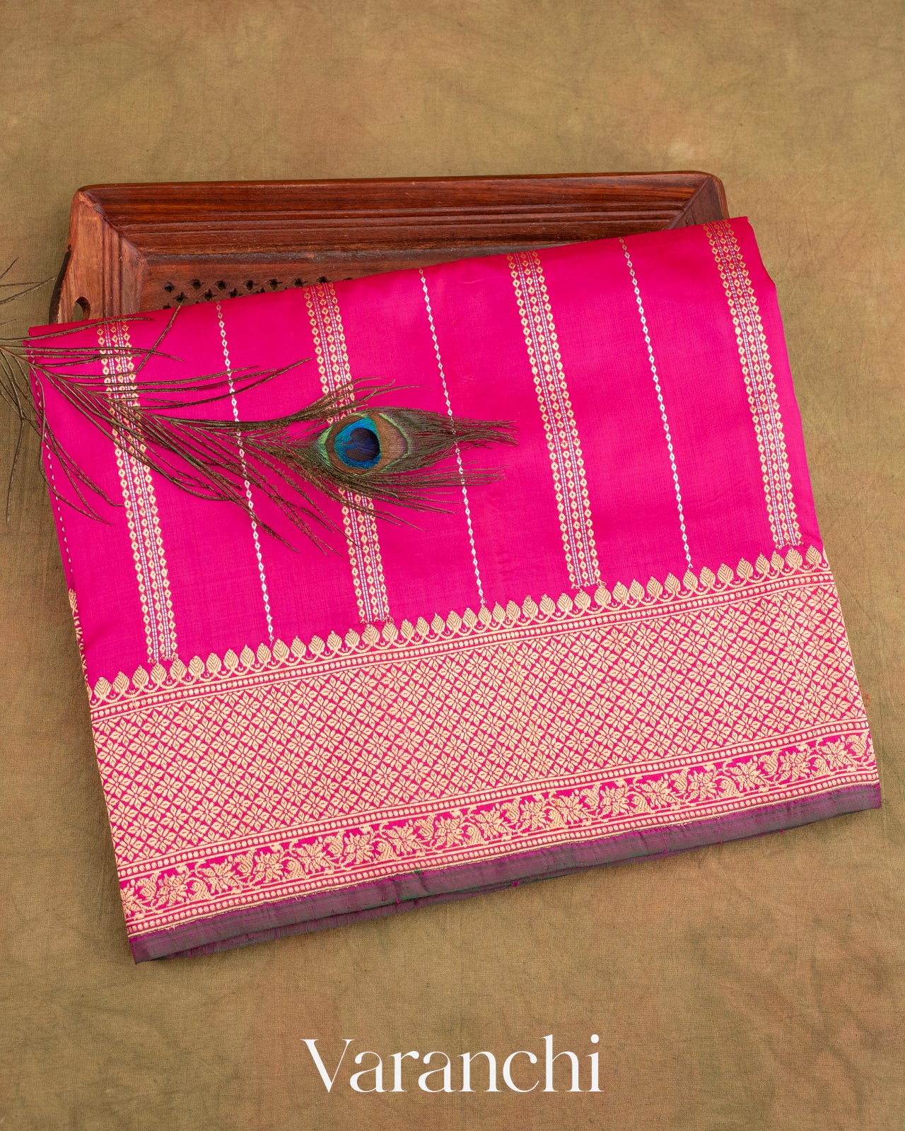Rani Pink Pure Katan Silk Handloom Saree