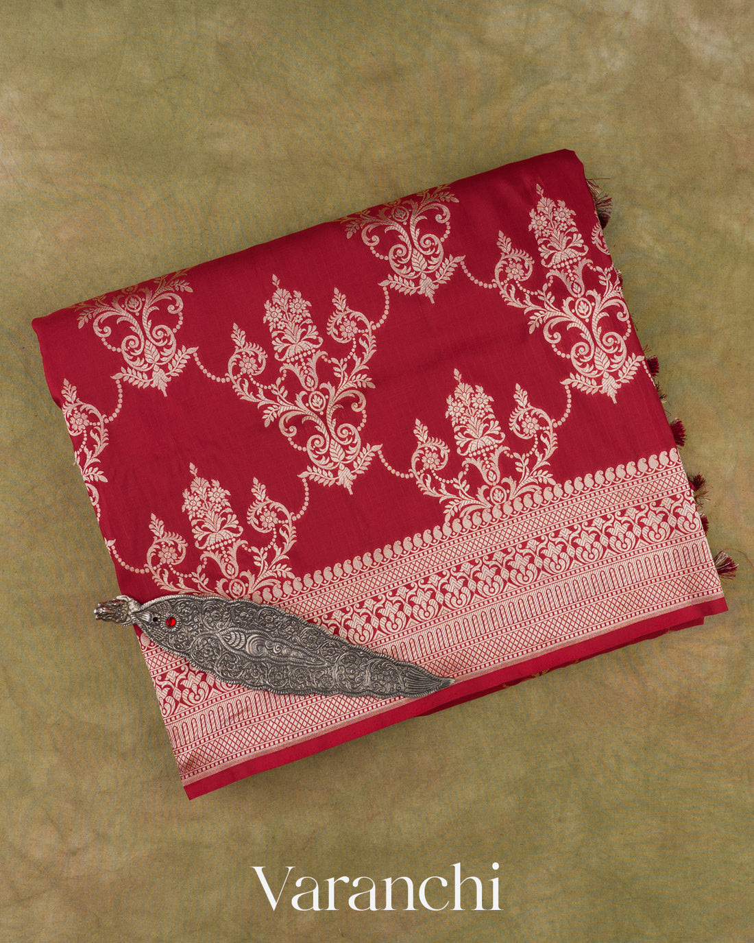 Deep Crimson Red Pure Katan Silk Handloom Saree