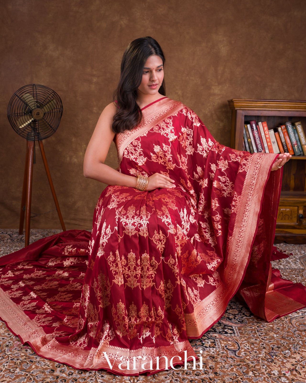Deep Crimson Red Pure Katan Silk Handloom Saree