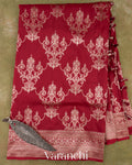 Deep Crimson Red Pure Katan Silk Handloom Saree