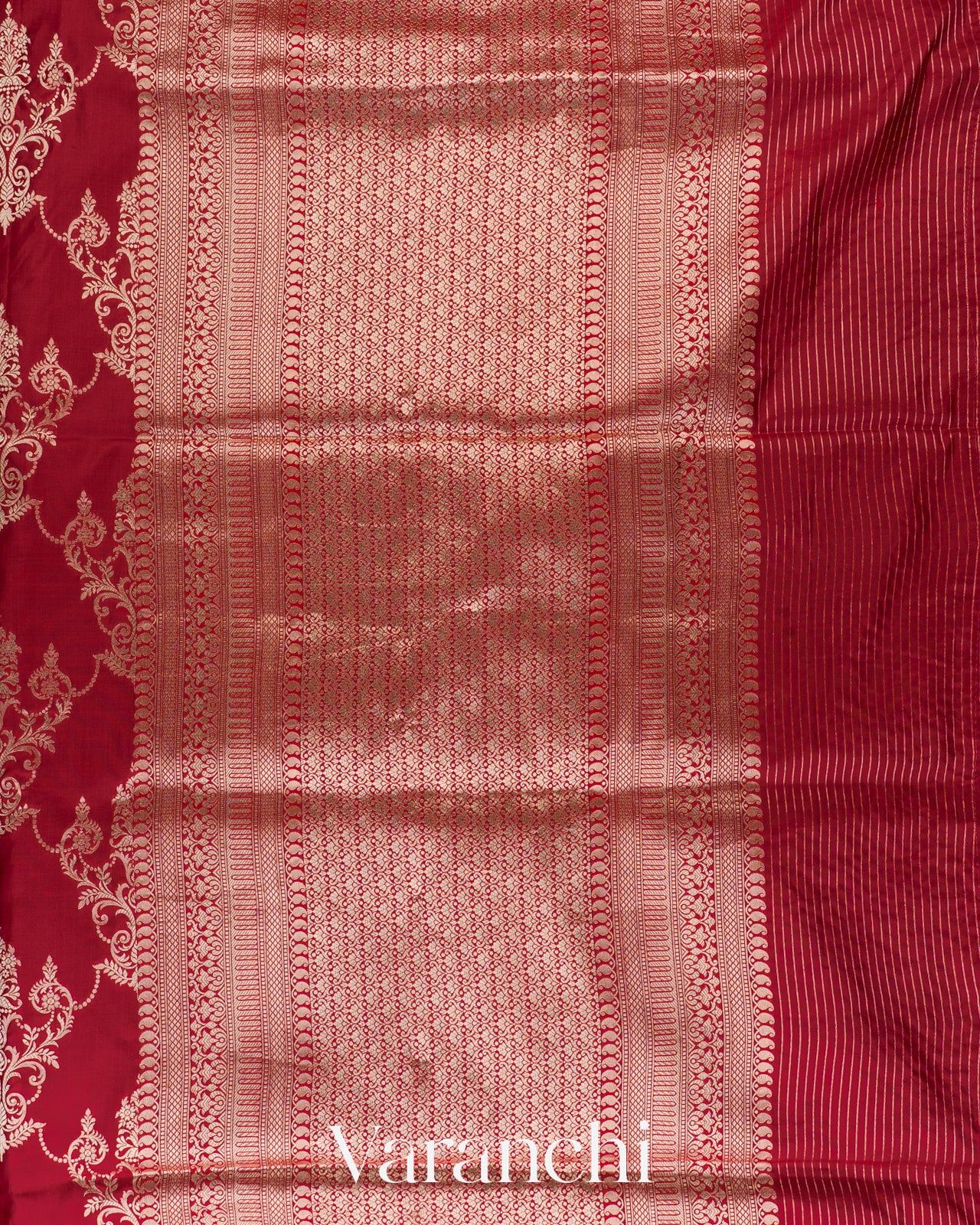Deep Crimson Red Pure Katan Silk Handloom Saree