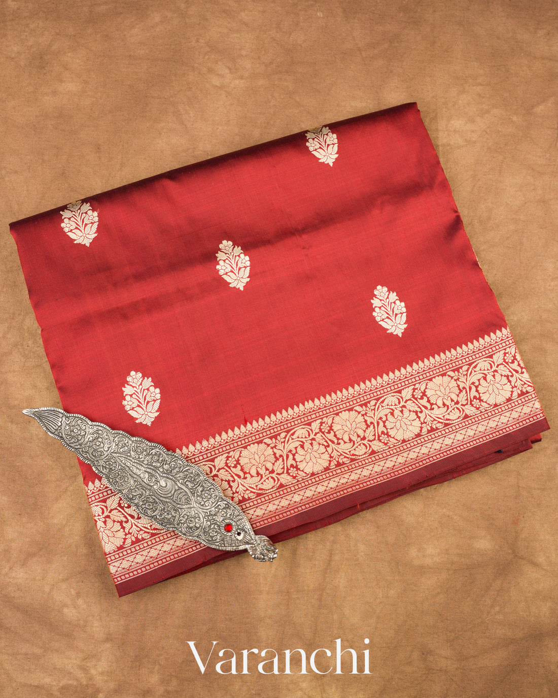 Maroon Pure Katan Silk with Resham Weaving Handloom Saree