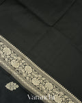 Jet Black Pure Katan Silk with Resham Weaving Handloom Saree