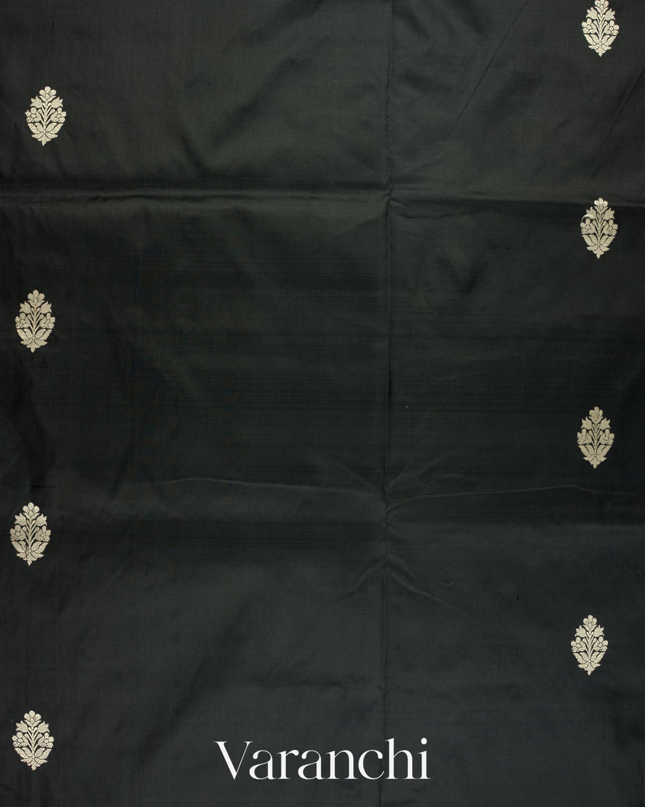Jet Black Pure Katan Silk with Resham Weaving Handloom Saree